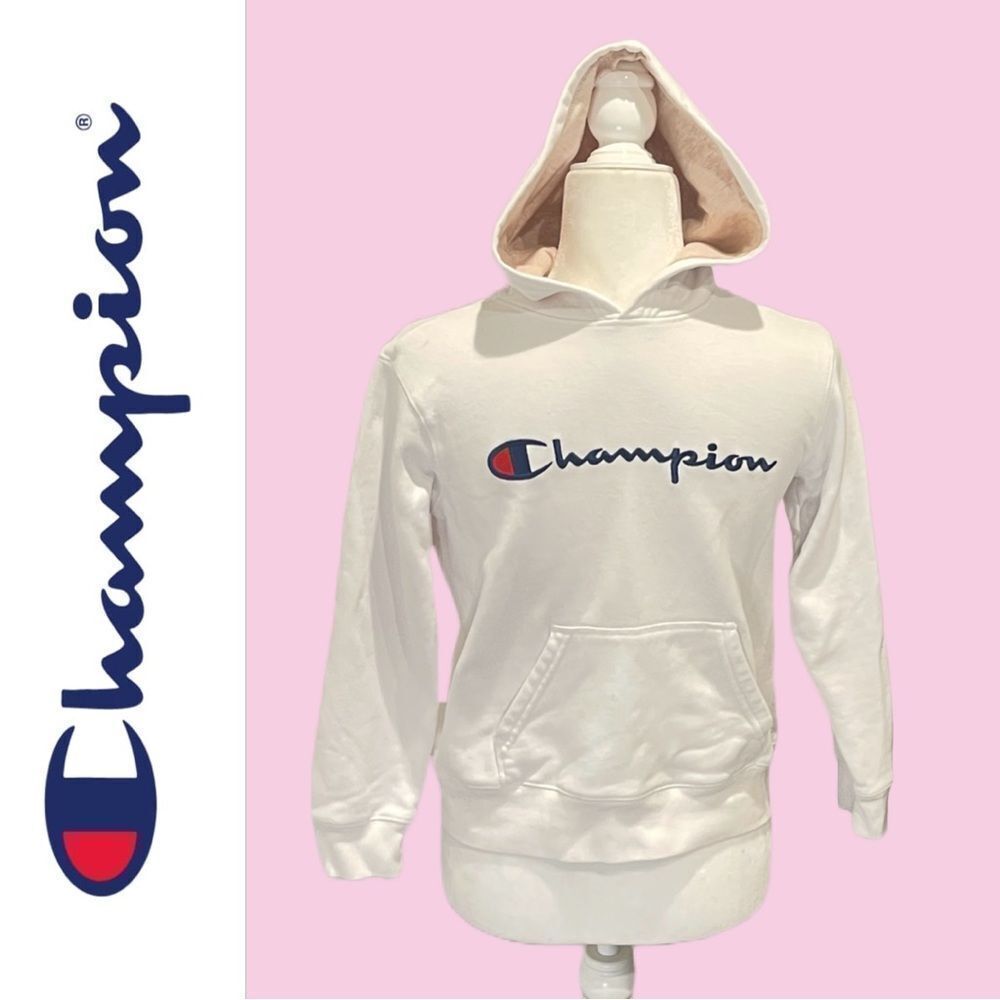 Champion Girls‎ White Logo Hoodie - Size M